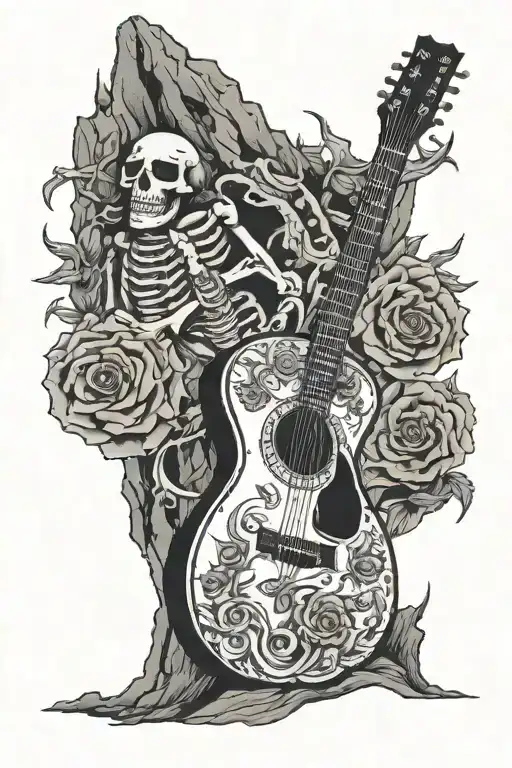 Skeleton Rock Guitar Standing