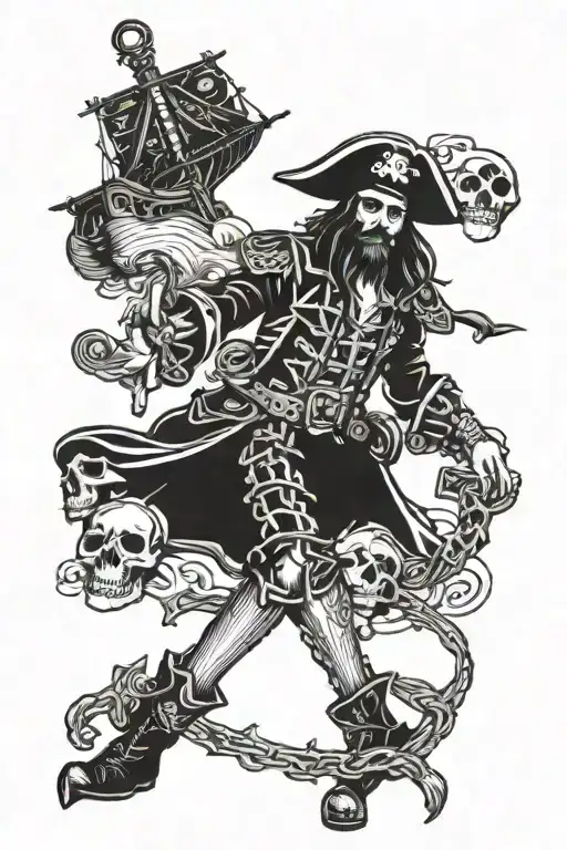 Full Leg Sleeve Tarot Card Style Pirate Treasure