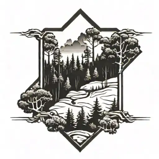 Protective Ground Sign With Forest In The Background