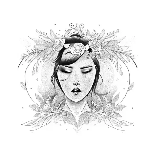 Beautiful Woman With No Eyes In A Forest