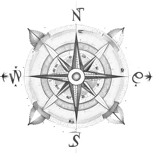 An Ocean With A Compass Rose