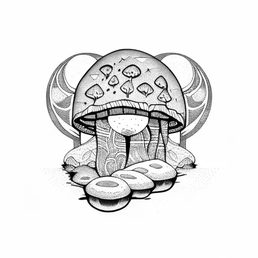 Crystals With Mushroom And Moon Crescent