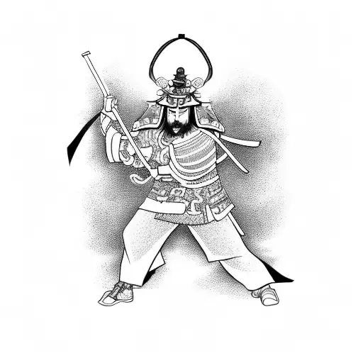 Create A Tattoo Of A Samurai Playing A Sport