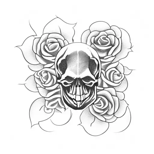 Skull Surrounded By A Wreath Of Gothic Roses
