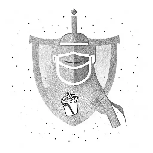 A Knight Holding A Coffee Cup While Coding