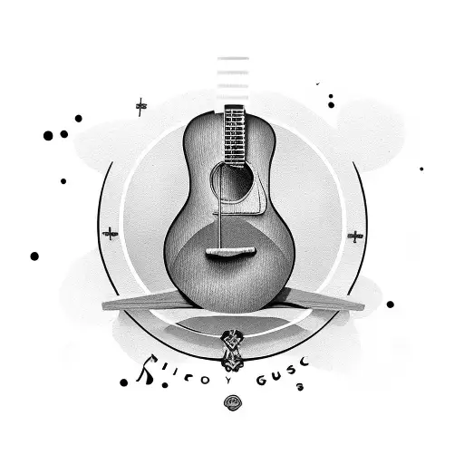 Gibson Acoustic Guitar Leaning On A Wooden Cross