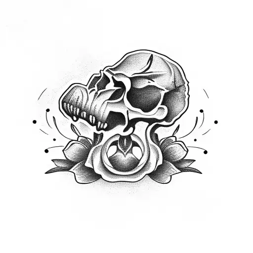 Monkey Skull And Roses