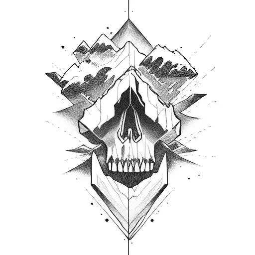 Skull Mountains River Rushing Lightning Woman