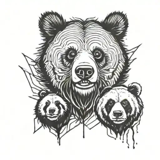 Grizzly Face And Panda Face