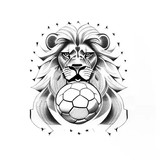 A Fierce Lion Wearing A Soccer Jersey And Kicking A Soccer Ball