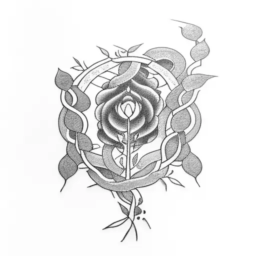 Full Leg With Element Signs Incorporated Along With A Mirror And Tree Vines