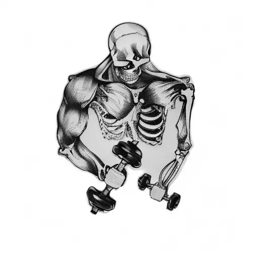 A Skeleton With Dumbbells