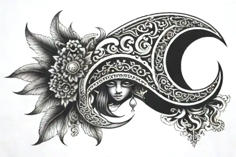 Crescent Moon With Indian Culture