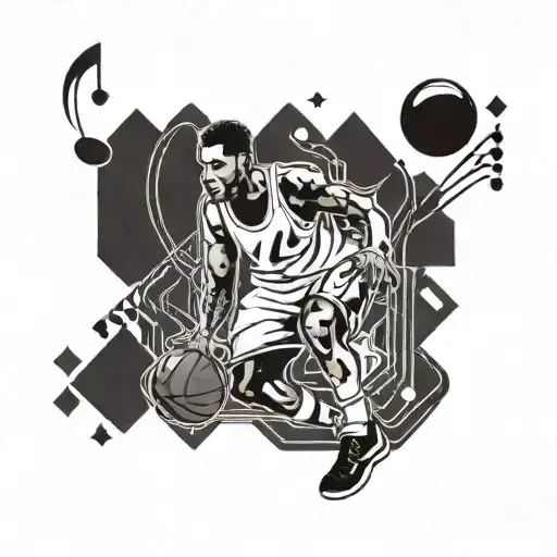 A Basketball Player Dribbling A Music Note Instead Of A Ball