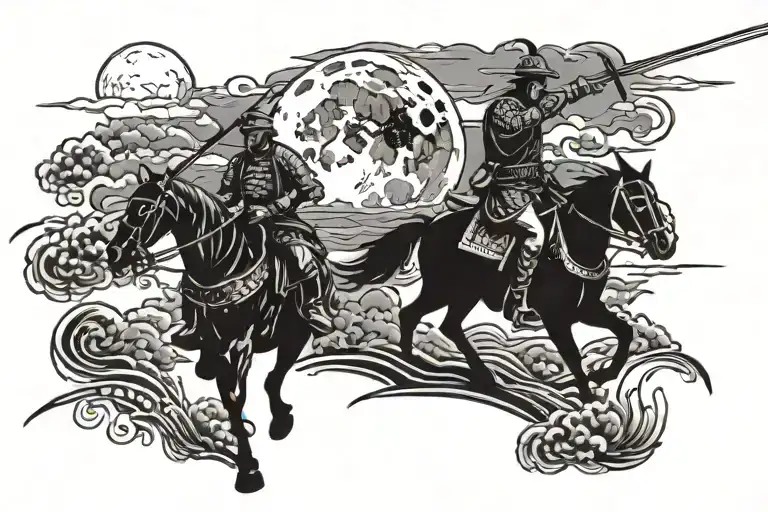 Samurai Sword Moon Lit Battlefield Scene