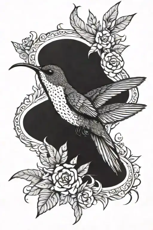 Hummingbird And Native American Indian Head