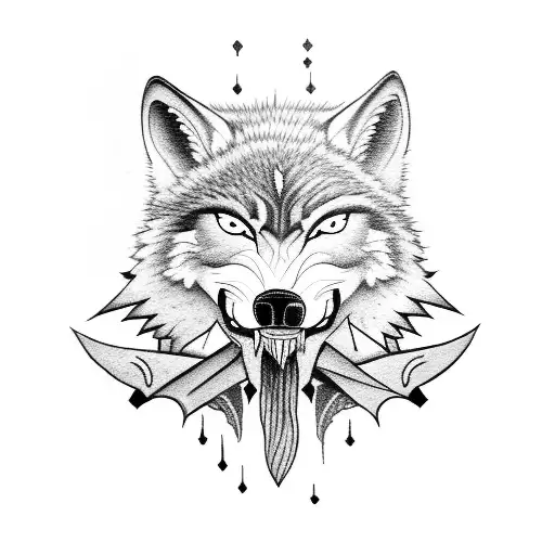 A Fierce Wolf With A Gun In Its Mouth