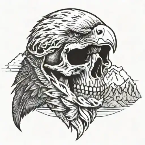 Willie G Skull With Eagle And Mountains In The Background