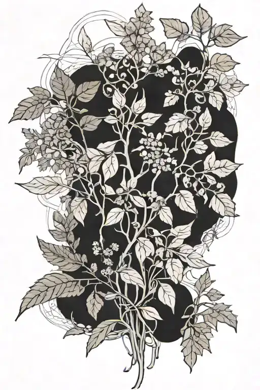 Herbs Intertwined In A Line