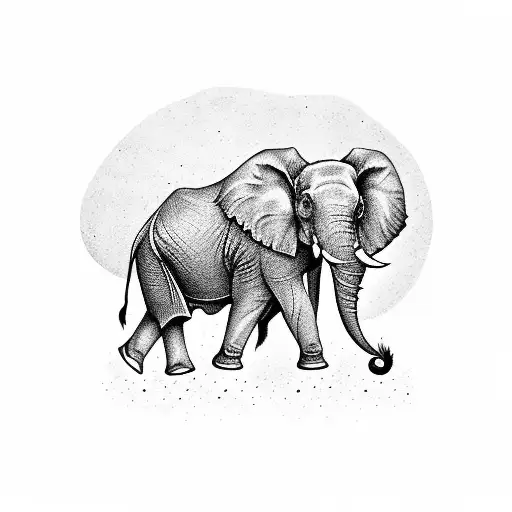 Silhouette Of A Majestic Elephant Walking Through The Savannah