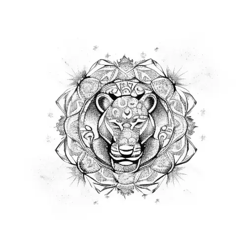 A Leo Zodiac Symbol Surrounded By Intricate Floral Patterns