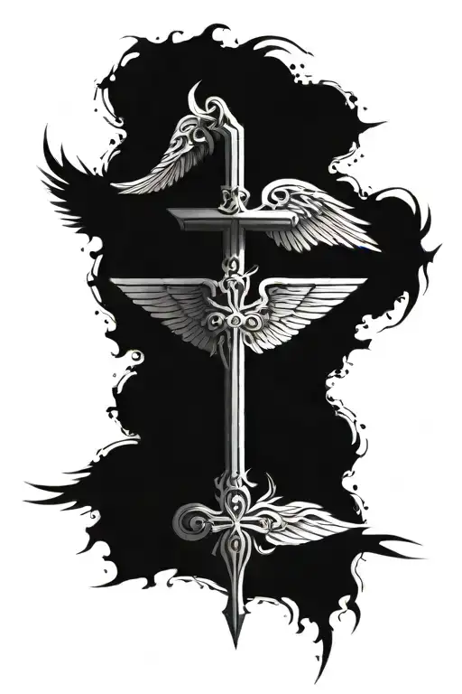Christian Cross With Angel Wings