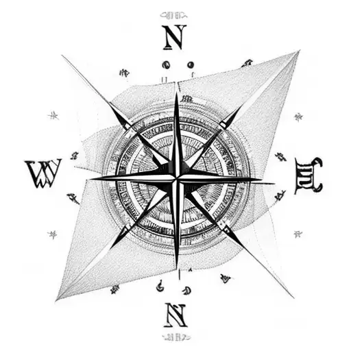 A Compass Surrounded By Different Landmarks From Around The World