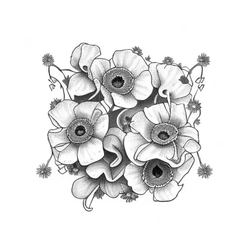 Aries With Sweet Pea And Daisy Flowers