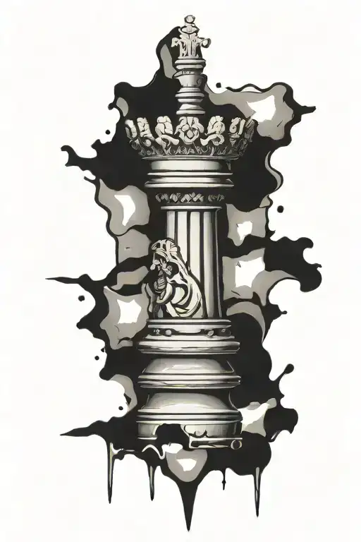 4 Pillars One Crumbling To Look Like A Bishop Piece In Chess