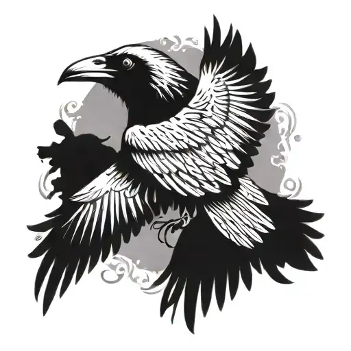 Crow Flying And Holding