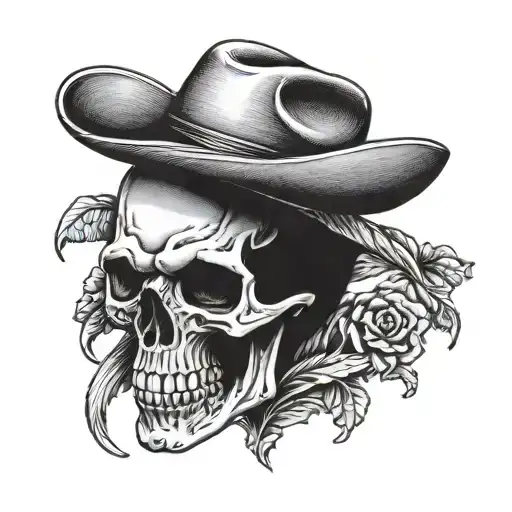 Skull Wearing Cowboy Hat