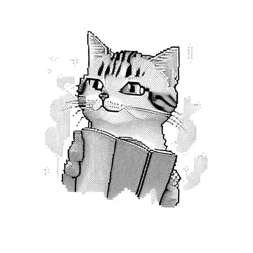 A Pixel Art Representation Of A Cat Reading A Book In A Retro Video Game Style