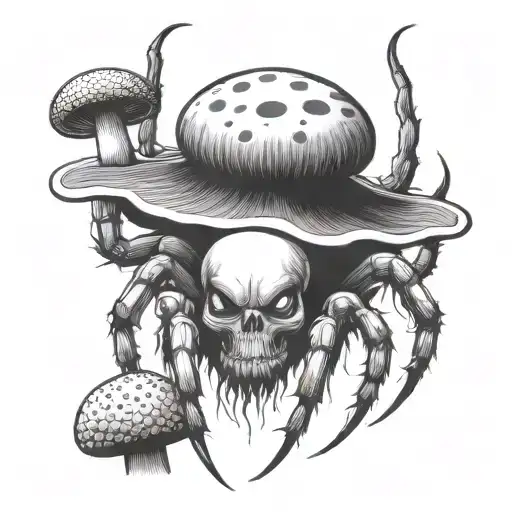 A Spider With Fangs With A Torso Of A Mushroom Shape With Fangs
