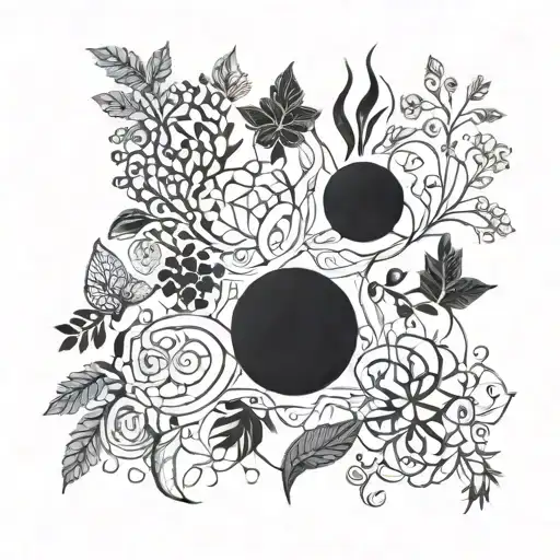 Abstract Representation Of The Elements Of Nature Intertwined With The Concept Of Mindfulness