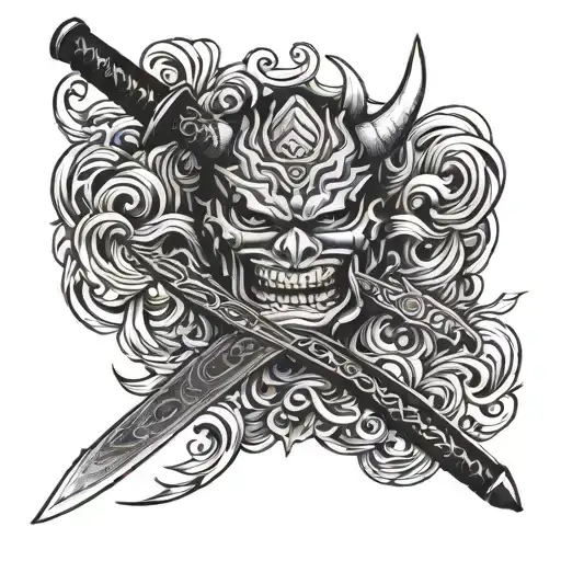 Oni And Katana Sword