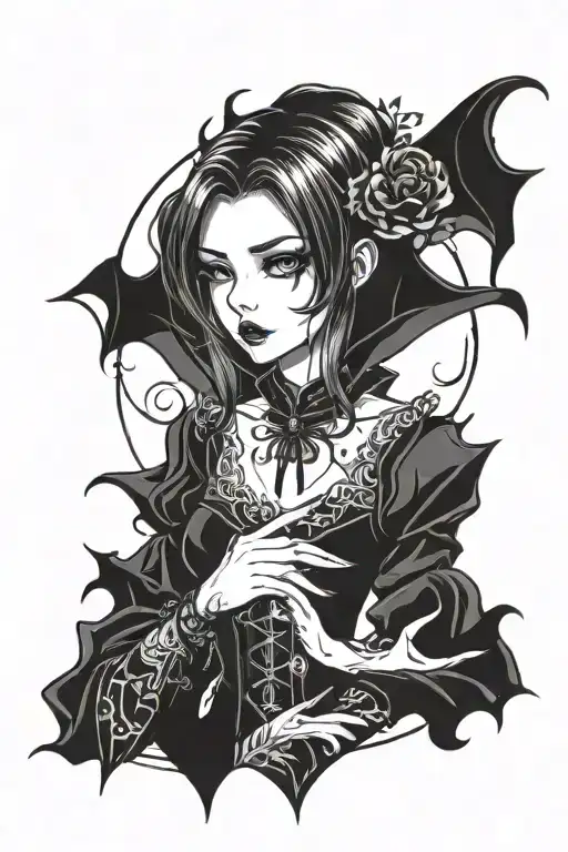 Vampire Anime Girl In Gothic Attire