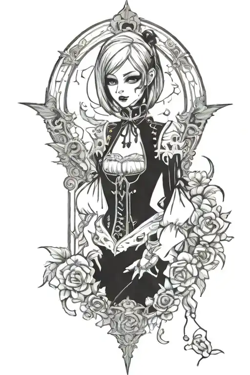 Vampire Anime Girl In Gothic Attire