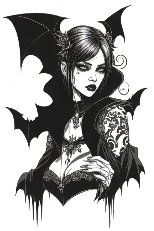 Vampire Anime Girl In Gothic Attire