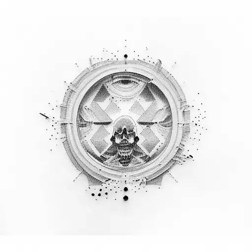 An Abstract Representation Of The Concept Of Existentialism Using Dotwork