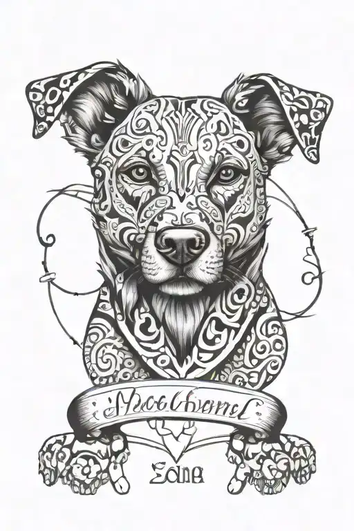 Dog Name Tattoo Design Combining Elements