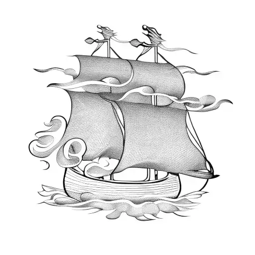 Viking Ship Sailing On Fire