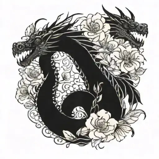 Dragon In Flowers