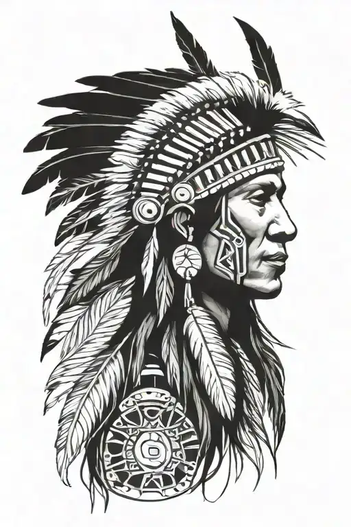 Native American Indian With One Broken Feather