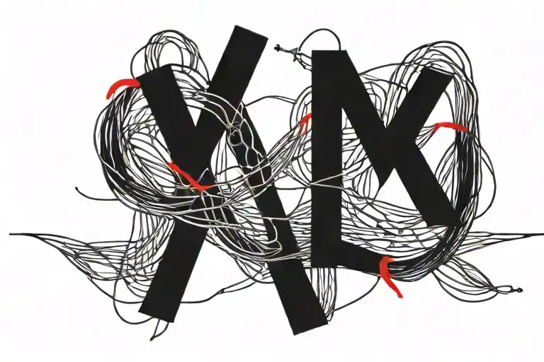 The Phrase 'Meant To Be' In Fine Line With A Thin Red String Tying The Letters
