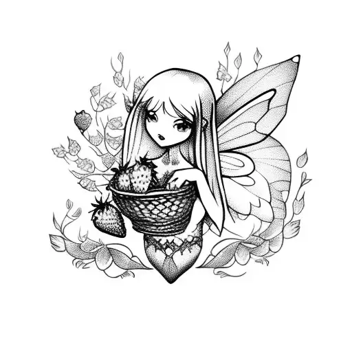 Fairy Holding A Basket Of Strawberries