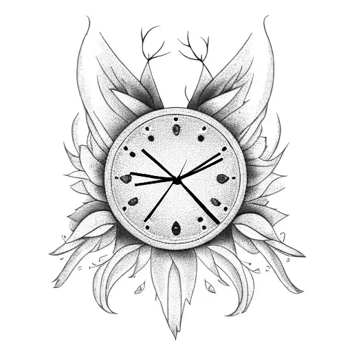 Clock With Flowers With Wings