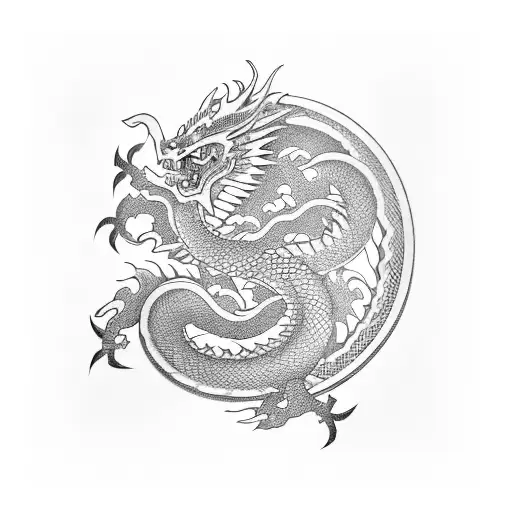 Japanese Katana And Dragon