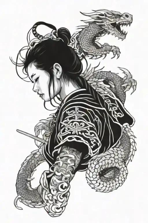 Girl In Japan Samurai And Dragon