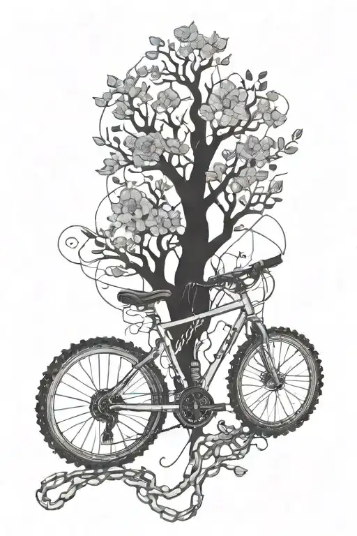 Bicycle Chain Surrounded By Nature Elements Like Trees