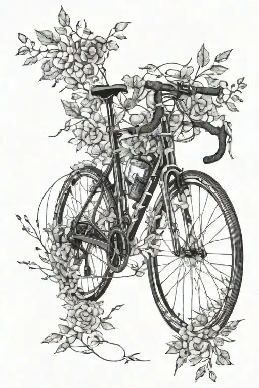 Road Bicycle Surrounded By Nature Elements And His Chain Used For Road